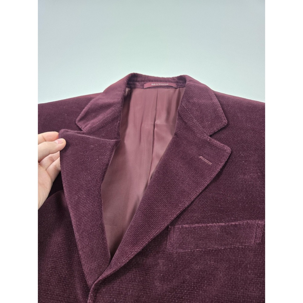 Ermenegildo Zegna Blazer Mens 40R Burgundy Corduroy Cashco Cashmere Blend - Picture 4 of 14